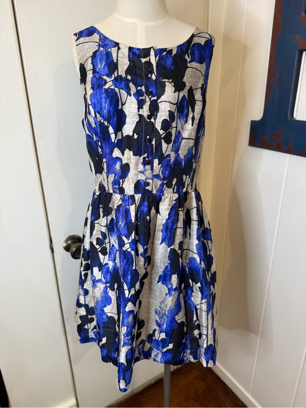 Kensie Blue and Black Floral Mini Dress